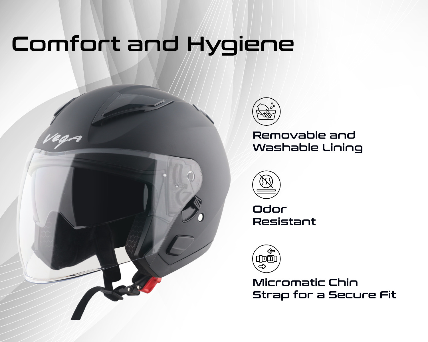 Image of VEGA VO-03 Swift DV Solid Colors Helmet Dull Motorbike Helmet (Dull Black)