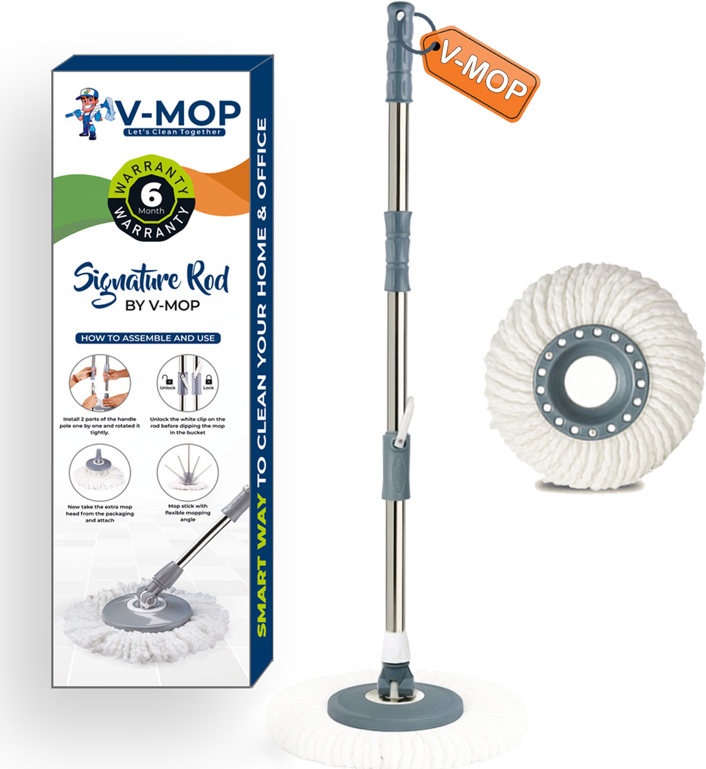 Image of FINEXEL Self-Wringing Butterfly Sponge Mop Mop