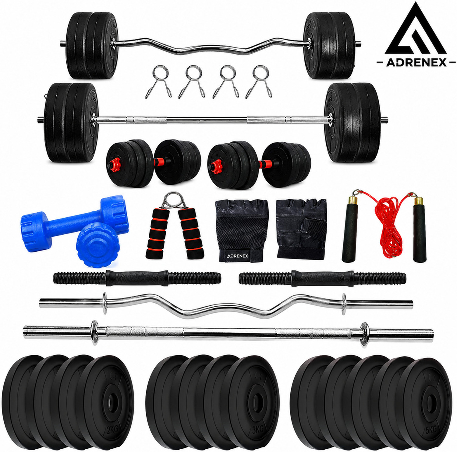 Image of ANSH FIT 25 kg 20Kg PVC Strength Training Weight Set with 3Ft Straight Rod, Dumbbell Rods Home Gym Combo