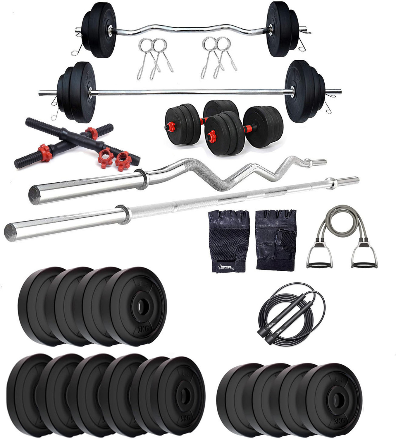 StarX 50kg PVC Weight Set with 3ft Curl & 5ft Rod – ₹2,898