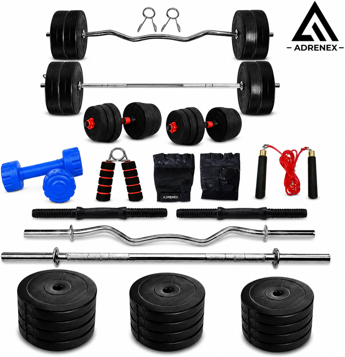 Image of TUCKER FITNESS 25 kg 20KG Strength Training Dumbbell Plate Kit with 3FT Straight Rod & Accessories Home Gym Combo