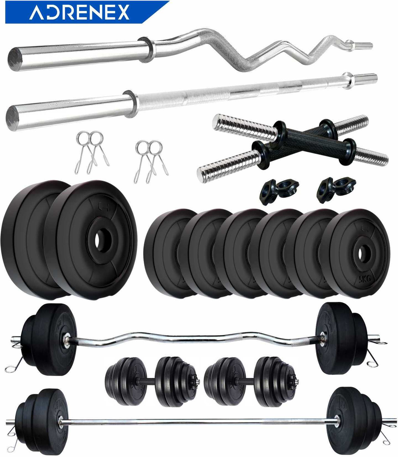 Adrenex by Flipkart 50 Kg PVC 50 KG COMBO 9-WB Home Gym Combo