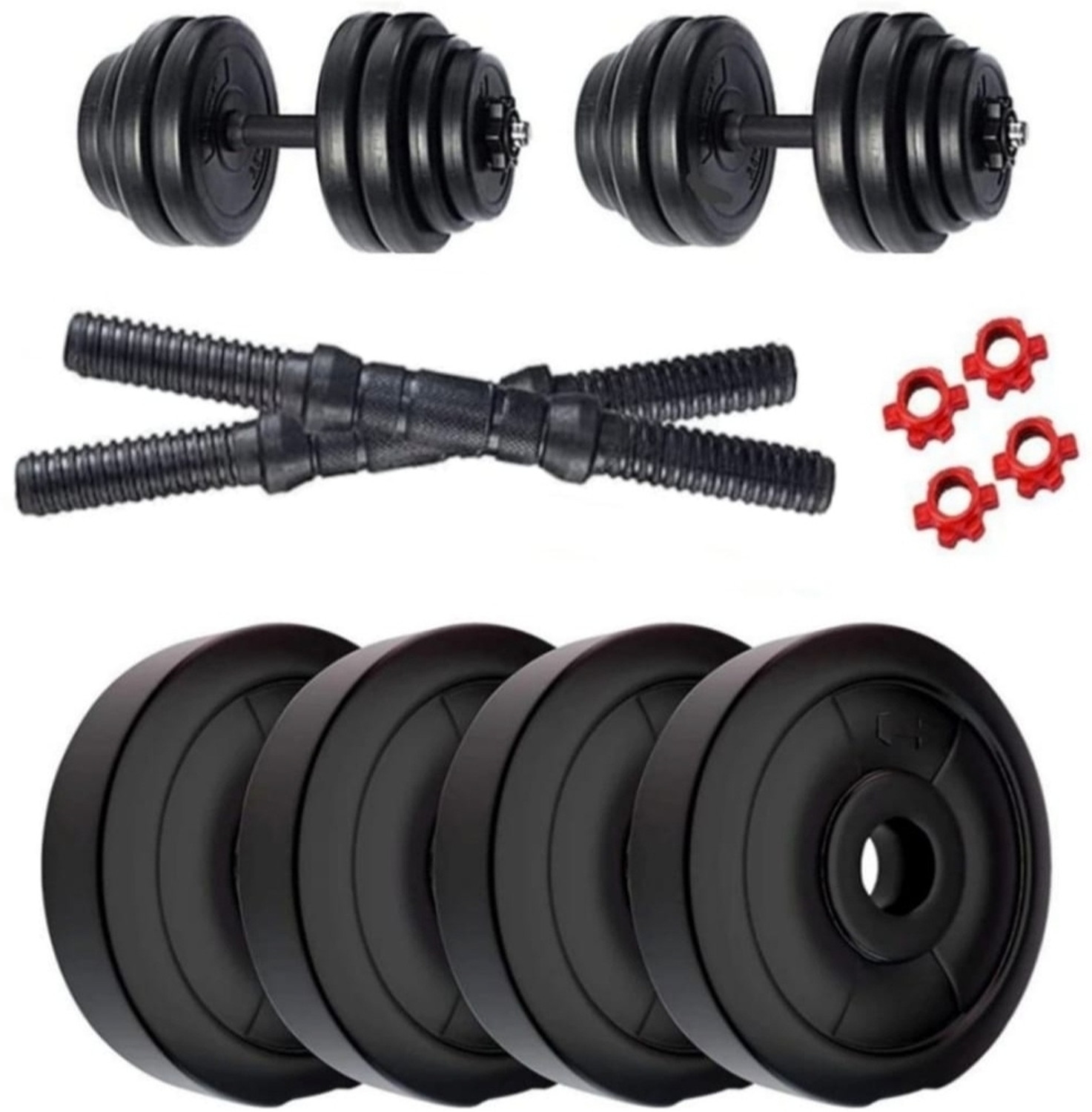 Image of TUCKER FITNESS 0.1 kg 30KG Adjustable Weight Plate Combo with DB Rod Pair, 3FT Bar & Accessories Home Gym Combo
