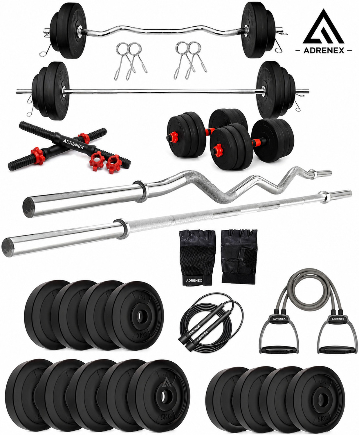 Image of TUCKER FITNESS 25 kg 20KG Strength Training Dumbbell Plate Kit with 3FT Straight Rod & Accessories Home Gym Combo