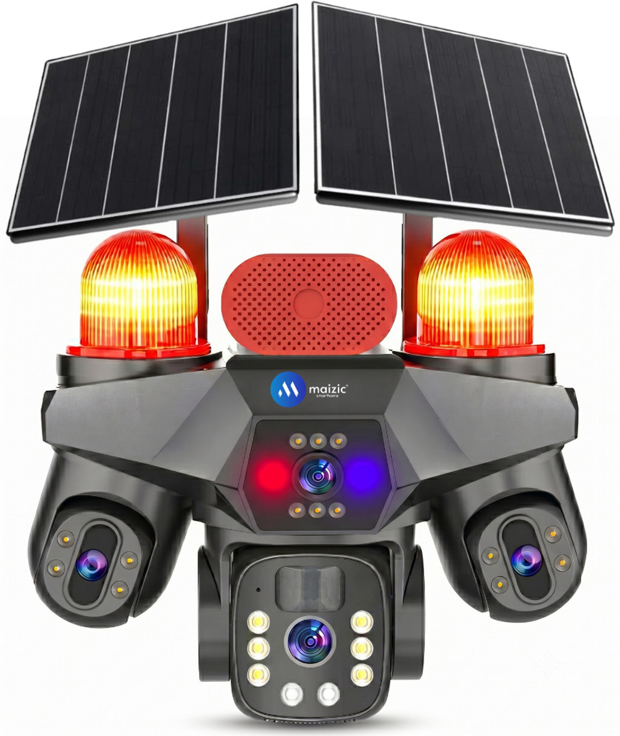 Image of GOLENS WC24H 4G Solar Camera Dual Panel, 4 Lens AI Tracking, Night Vision CCTV Security Camera (256 GB, 4 Channel)