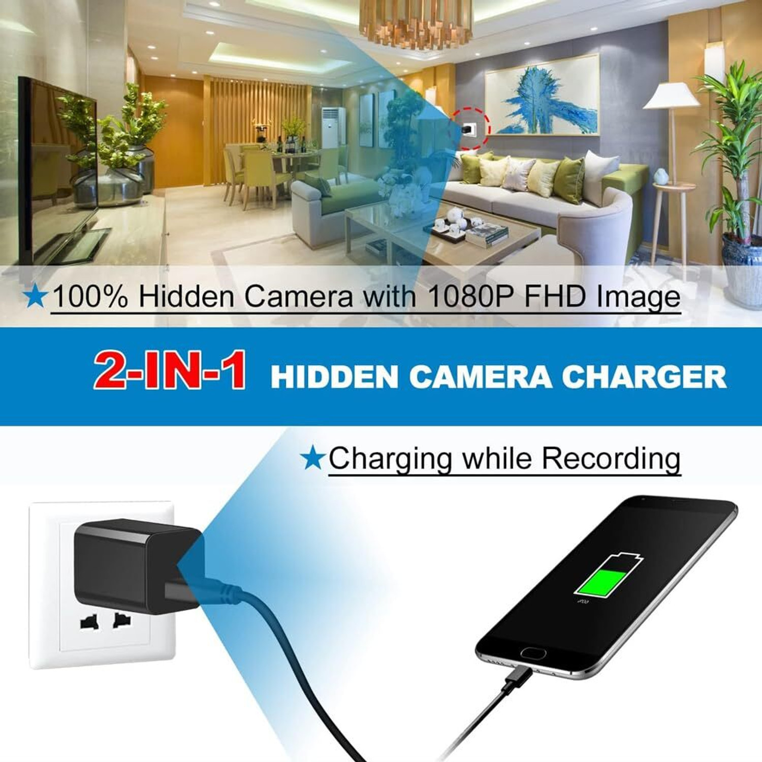 Image of Zinsy SpyCamera Wireless Hidden Camera,1080P Mini, Smallest Wireless,Detectmotion Security Camera (32 GB, 26 Channel)