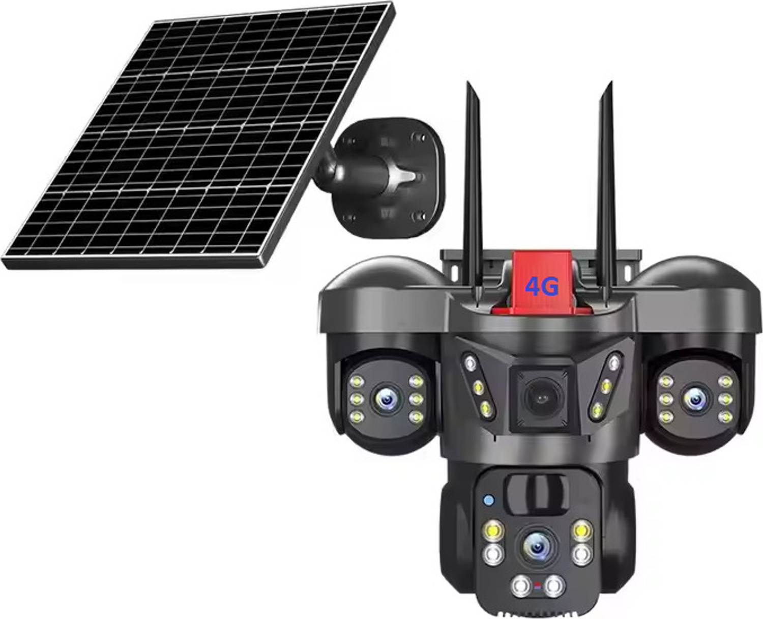 Image of GOLENS WC24H 4G Solar Camera Dual Panel, 4 Lens AI Tracking, Night Vision CCTV Security Camera (256 GB, 4 Channel)