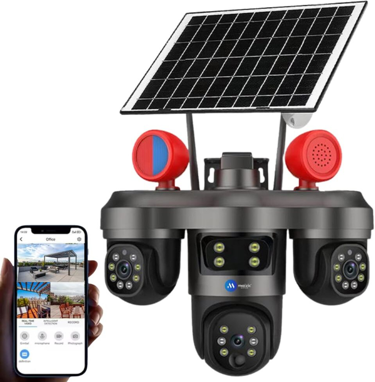 Image of GOLENS WC24H 4G Solar Camera Dual Panel, 4 Lens AI Tracking, Night Vision CCTV Security Camera (256 GB, 4 Channel)