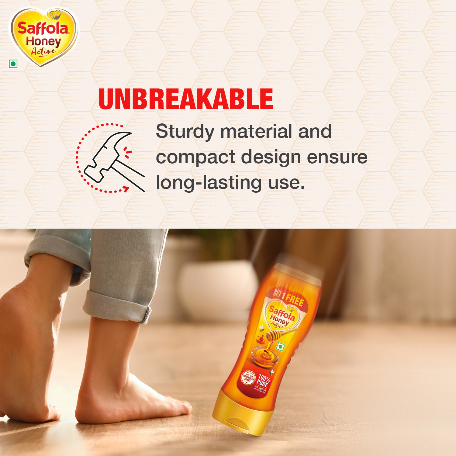 Image of Saffola Honey Active, Made with Sundarban Forest Honey, 100% Pure