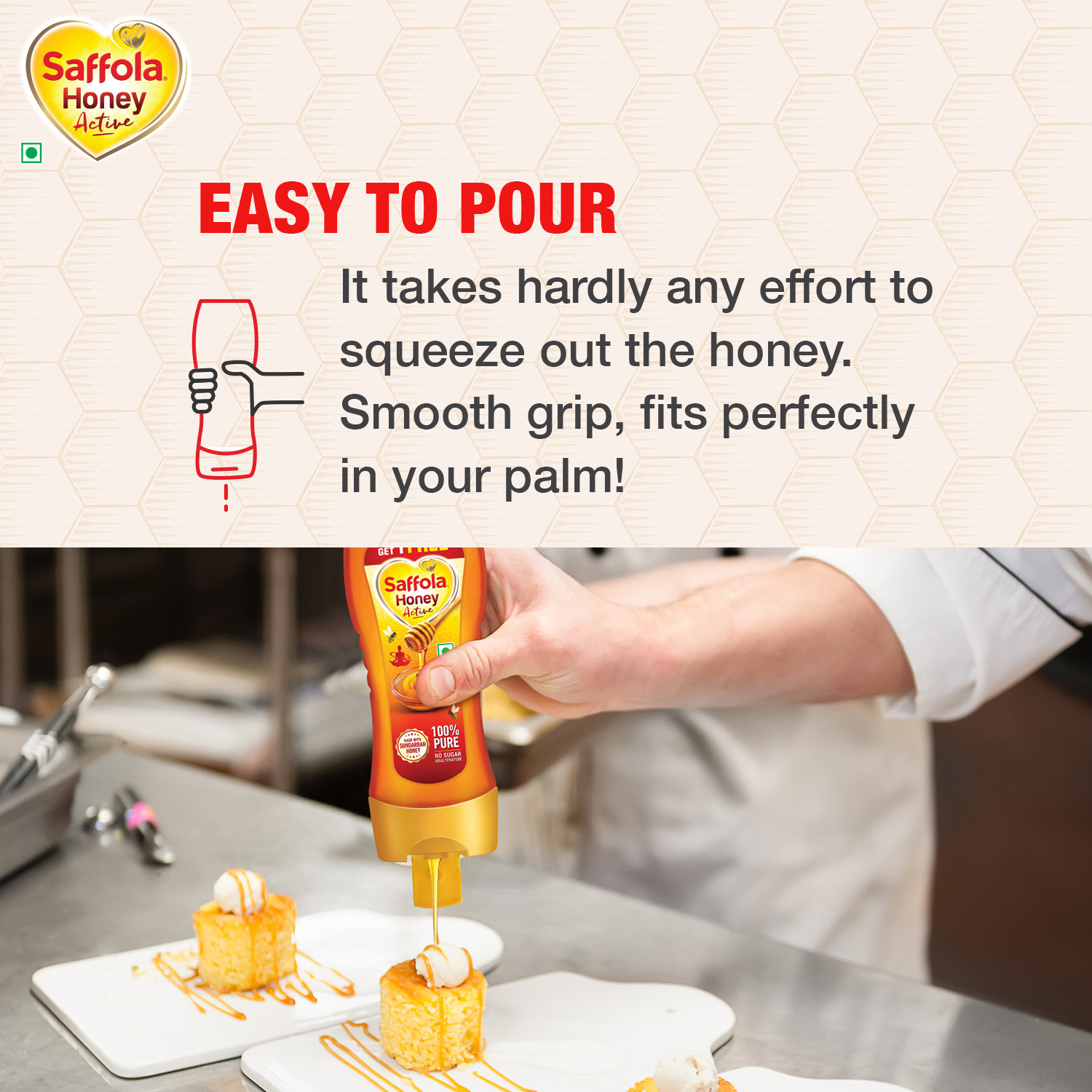 Image of Saffola Honey Active, Made with Sundarban Forest Honey, 100% Pure