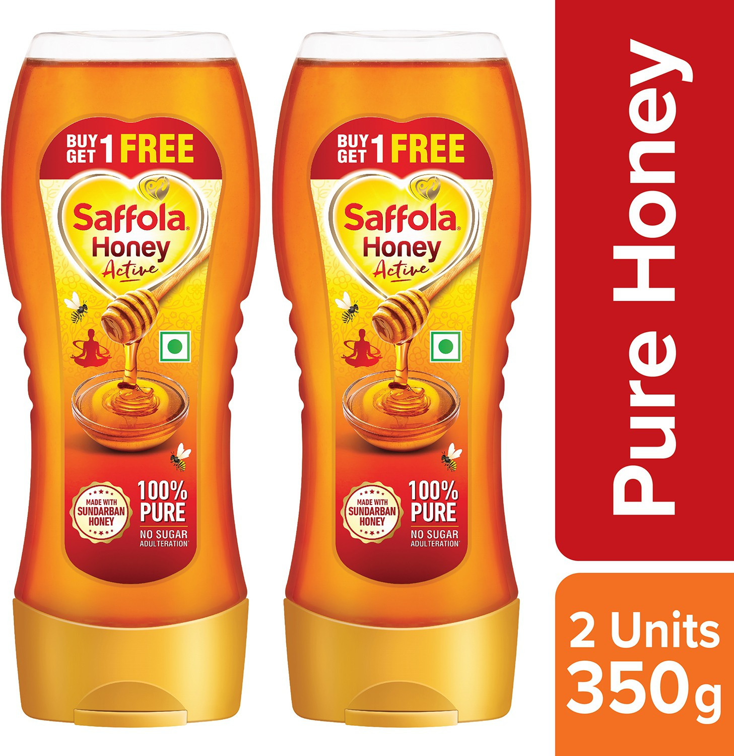 Image of Saffola Honey Active, Made with Sundarban Forest Honey, 100% Pure