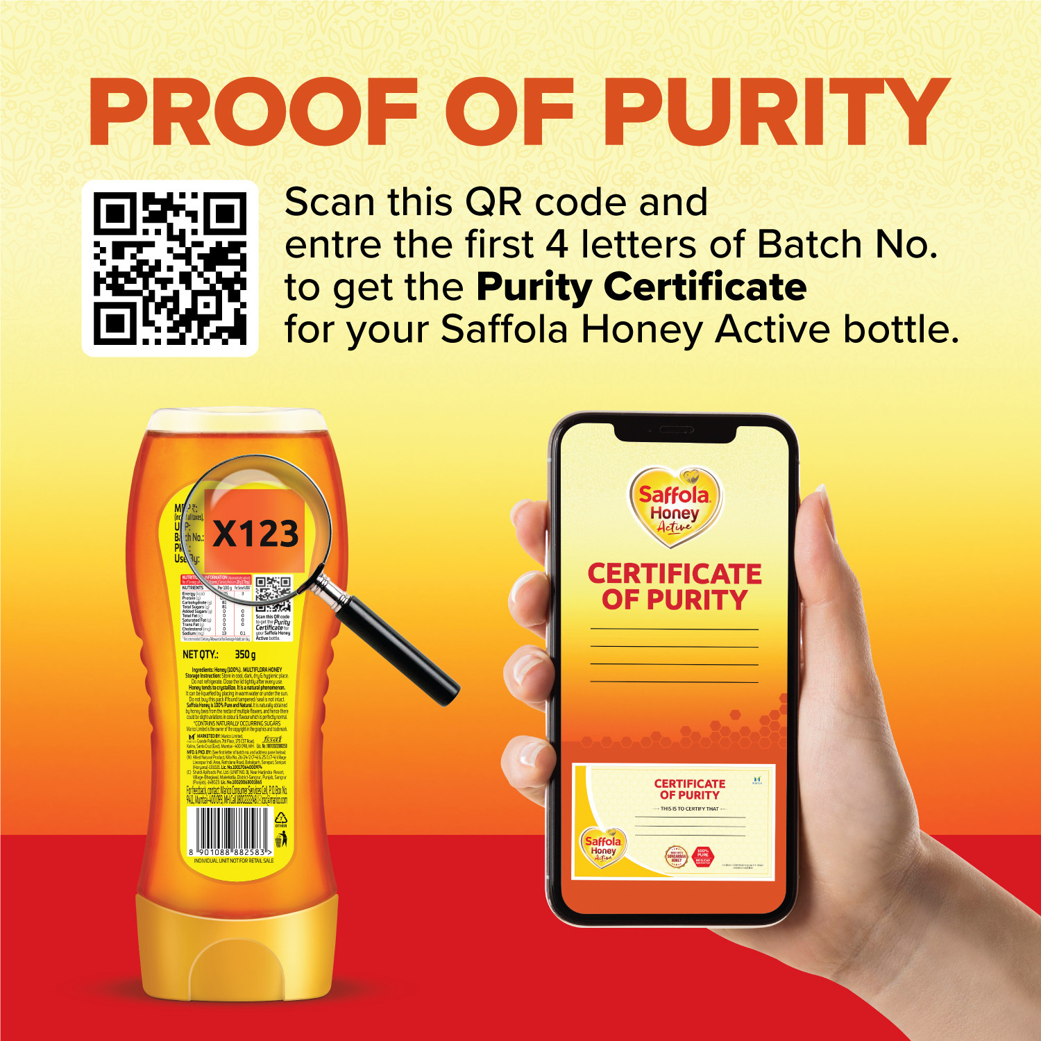 Image of Saffola Honey Active, Made with Sundarban Forest Honey, 100% Pure