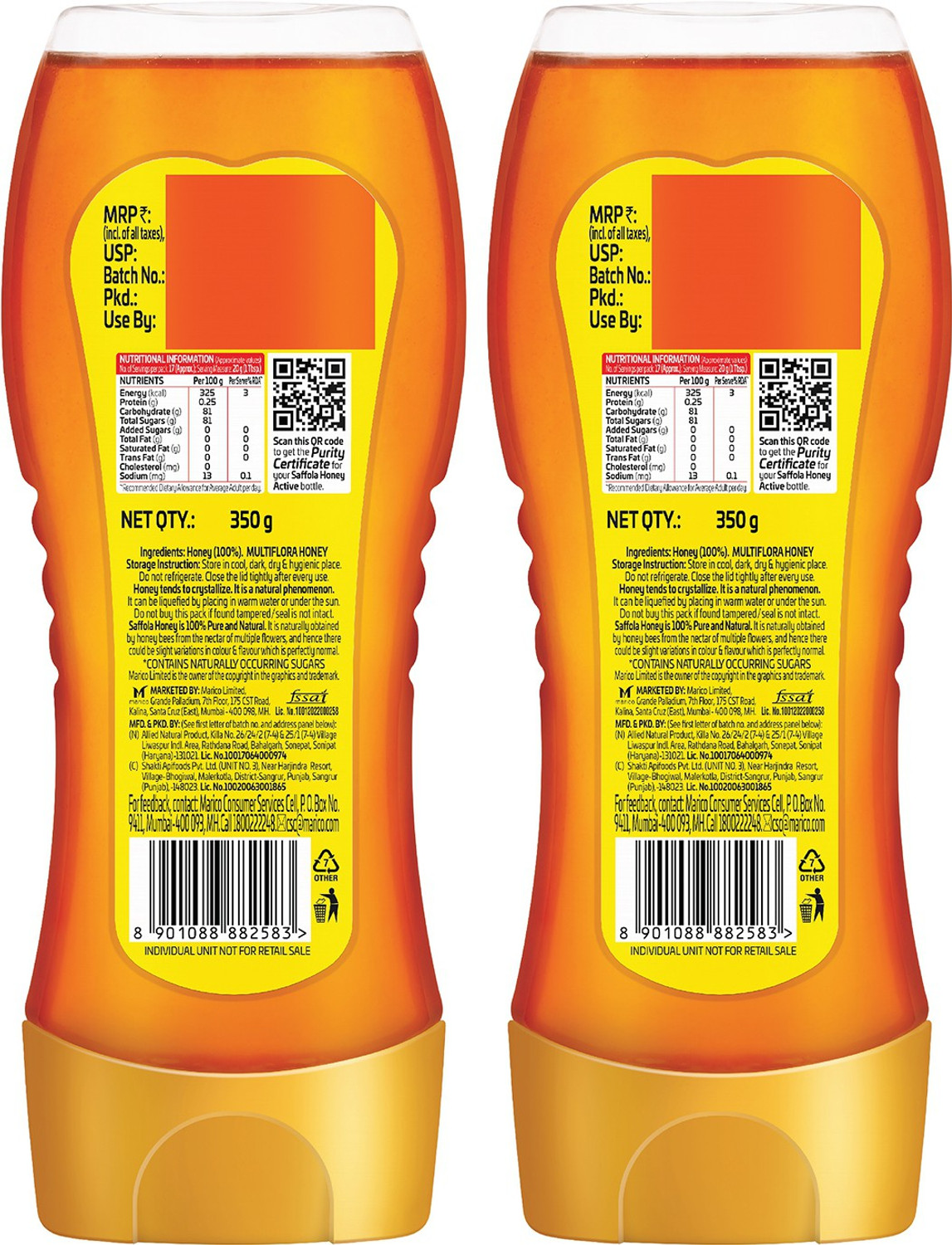 Image of Saffola Honey Active, Made with Sundarban Forest Honey, 100% Pure