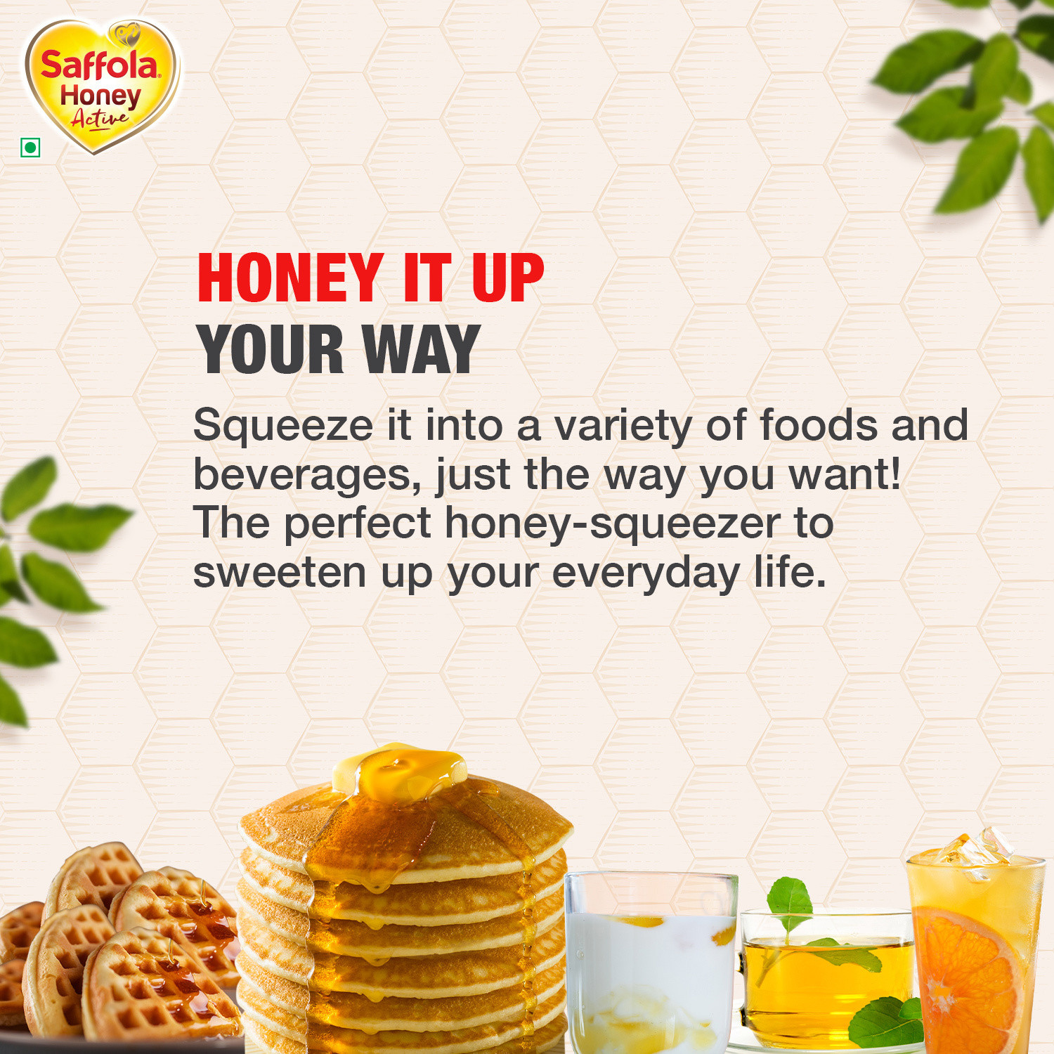 Image of Saffola Honey Active, Made with Sundarban Forest Honey, 100% Pure