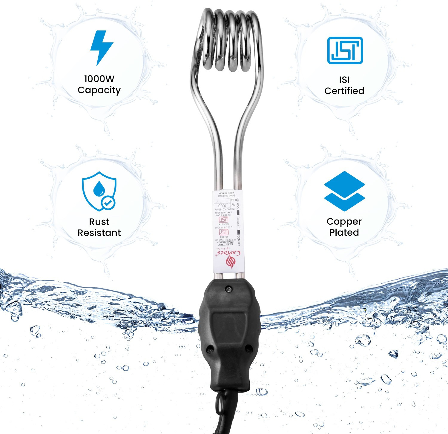 Image of Candes M10W 1000 W Shock Proof Immersion Heater Rod