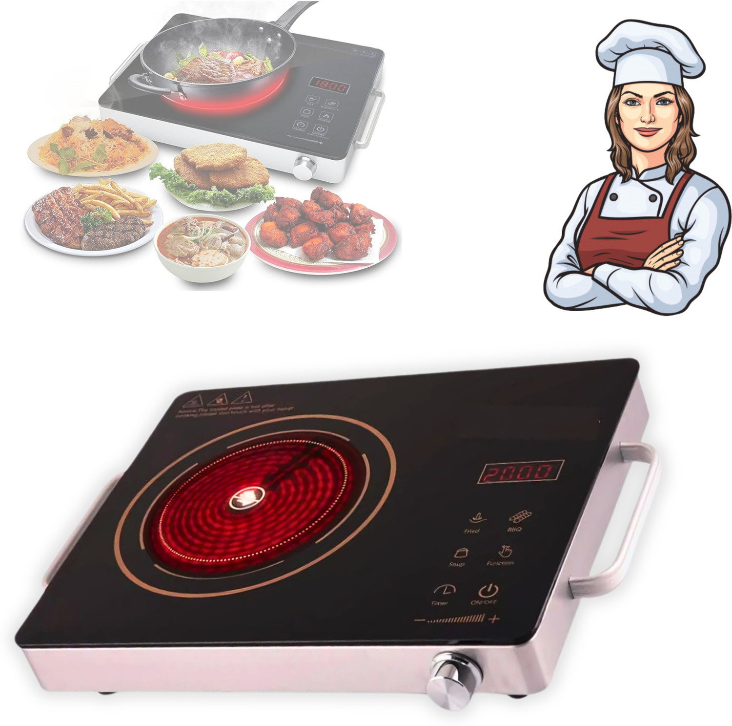 Image of DRUMSTONE 2000 W Induction Cooktop Touch Panel (Black, 2000W Induction, Intuitive Touch Ideal for Everyday Cooking - 15 Years Warranty)