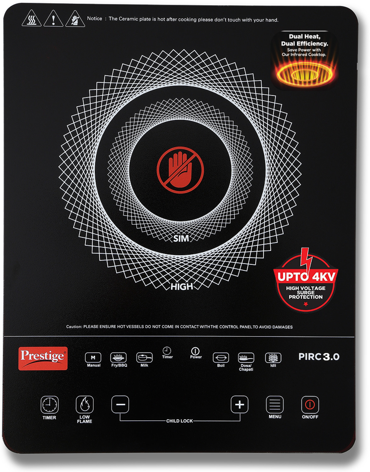 Image of BPL 2200 W Infrared Cooktop Touch Panel (Black, 24022)