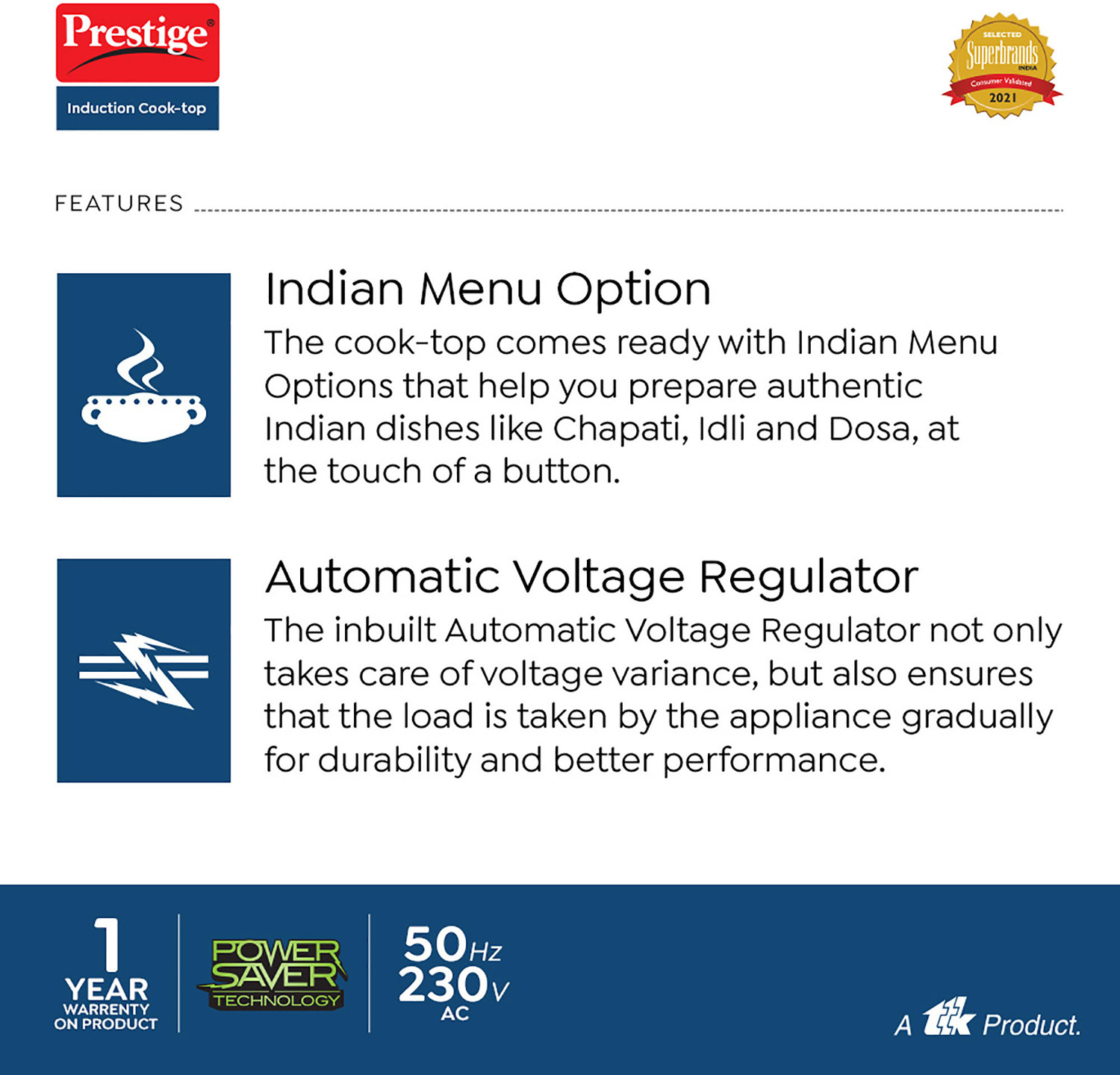Image of Prestige 1200 W Induction Cooktop Push Button