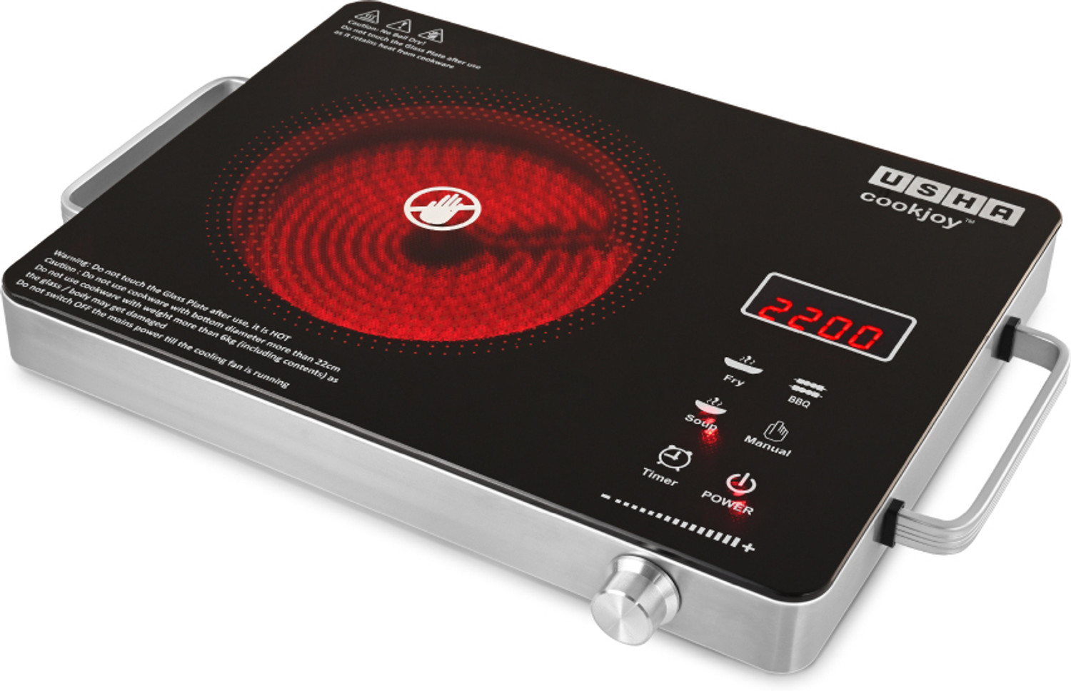 Image of USHA 2000 W Induction Cooktop Touch Panel (Black, INDUCTION COOKTOP IC-CJ2000WTC Pack Of 3)