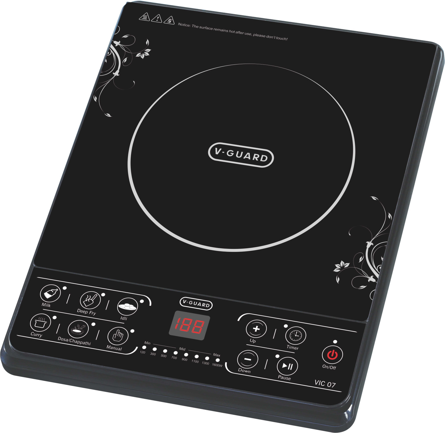 Image of MILTON 1600 W Induction Cooktop Push Button (Black, Premium-16 1600 Watt Auto Shut-Off)
