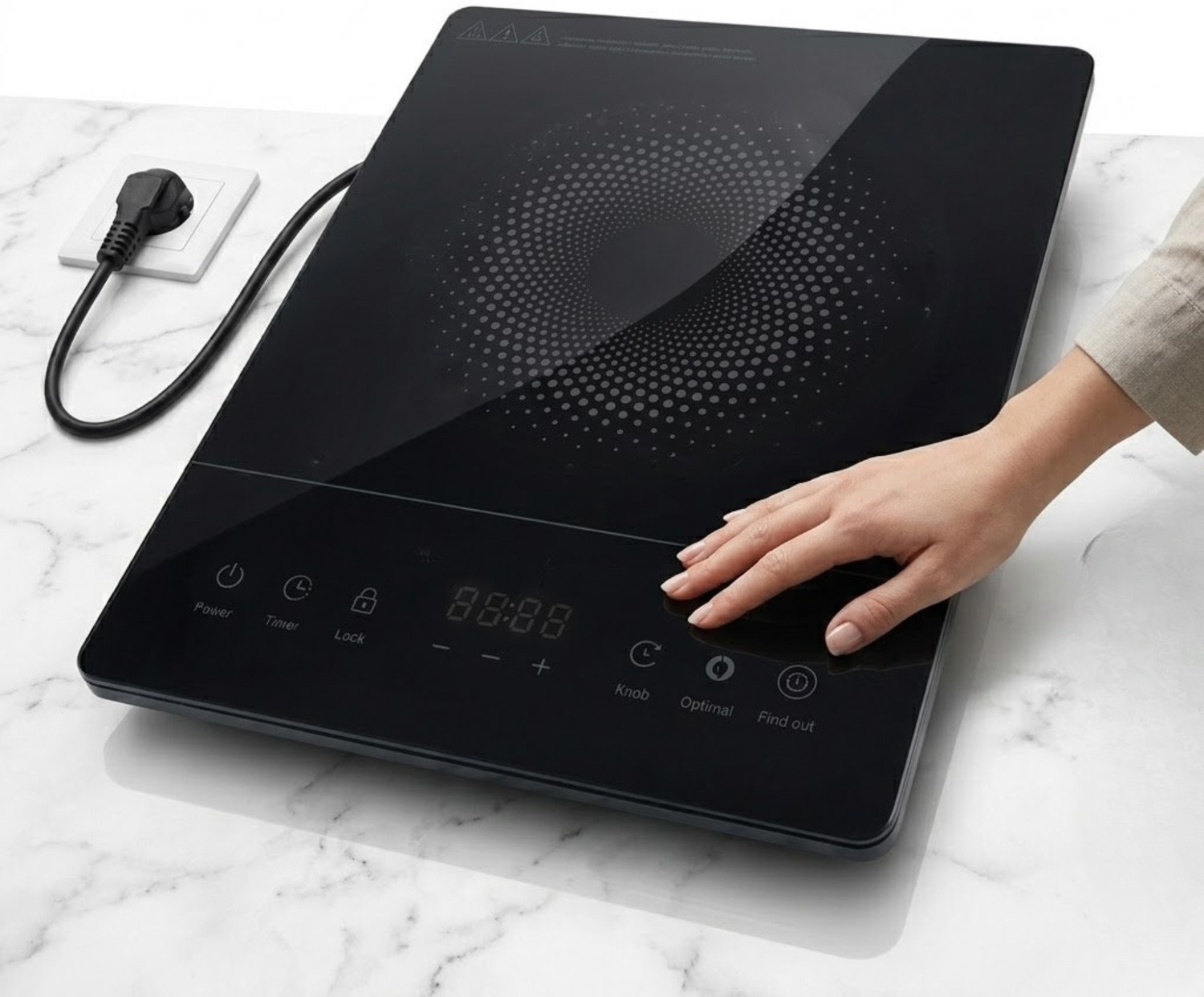 Image of DRUMSTONE 2000 W Induction Cooktop Touch Panel (Black, 2000W Induction, Intuitive Touch Ideal for Everyday Cooking - 15 Years Warranty)