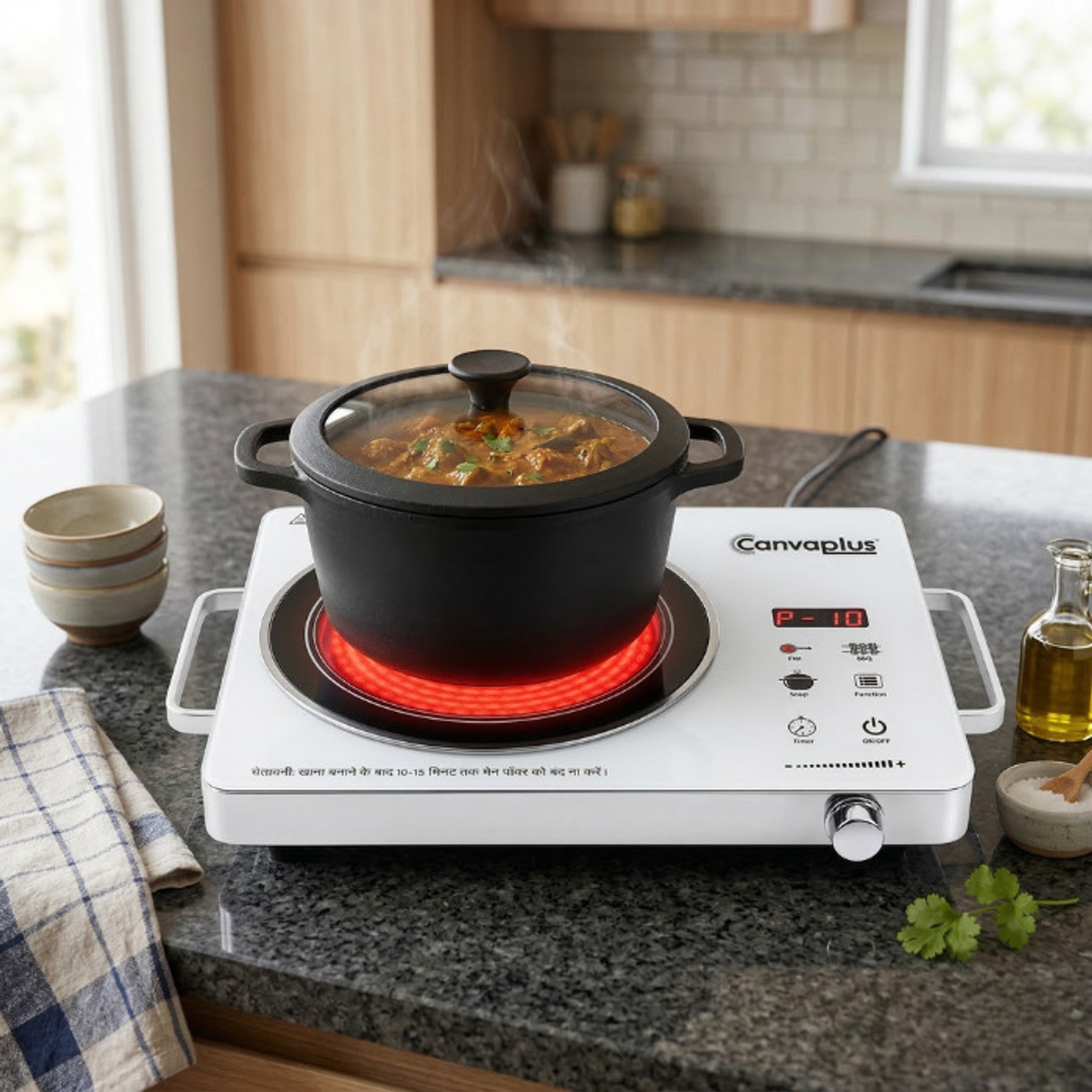 Image of canvaplus 2600 W Infrared Cooktop Touch Panel (White, Black, C20Pro)