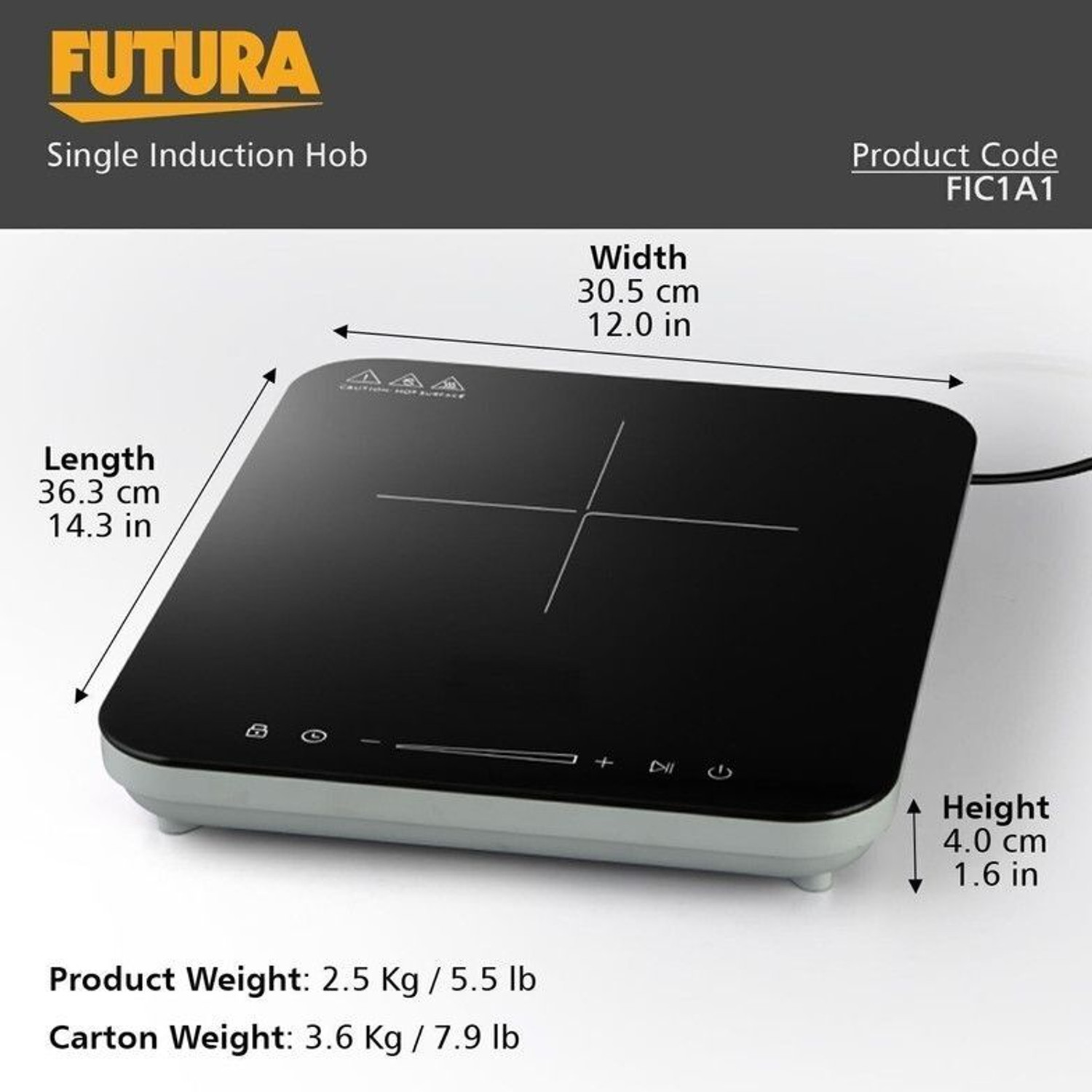 Image of Hawkins 2000 W Induction Cooktop Touch Panel (Black, FUTURA SINGLE HOB)