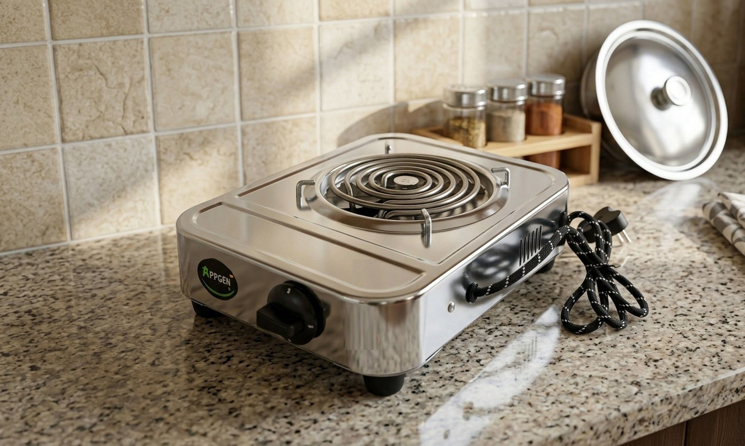 Image of Radhe 2000 W Radiant Cooktop Push Button (Silver, Radiant 2000 Watts Electric Cook Heater Cooktop | Work With All Utensil)