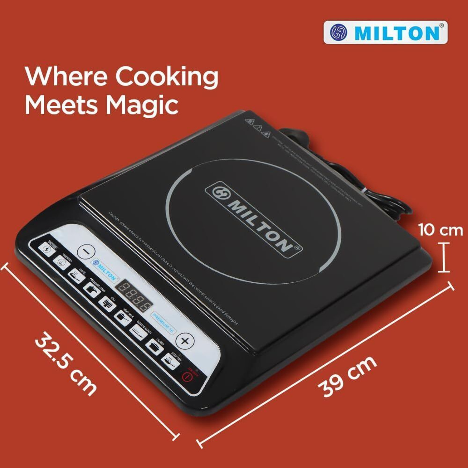 Image of MILTON 1600 W Induction Cooktop Push Button (Black, Premium-16 1600 Watt Auto Shut-Off)