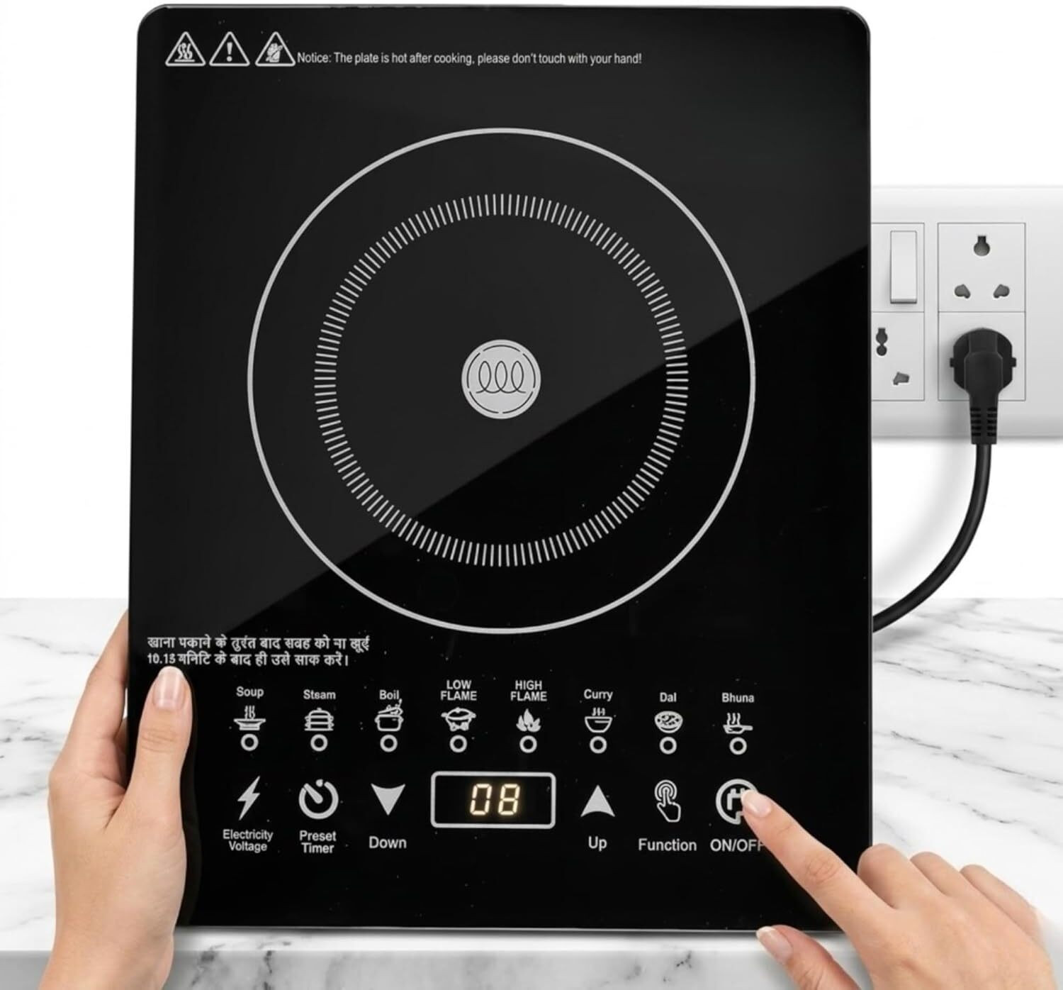 Image of DRUMSTONE 2000 W Induction Cooktop Touch Panel (Black, 2000W Induction, Intuitive Touch Ideal for Everyday Cooking - 15 Years Warranty)