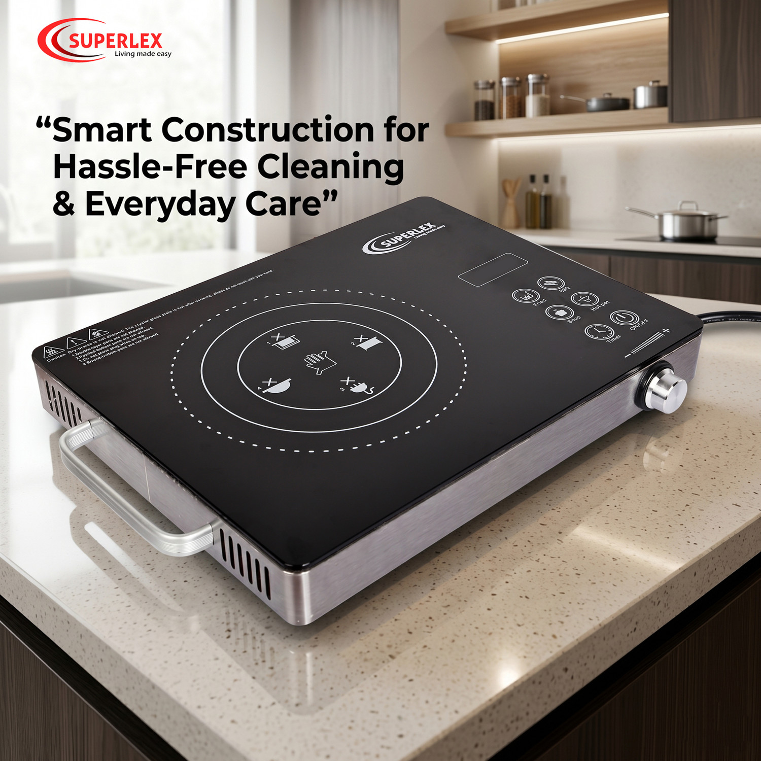 Image of SUPERLEX 2200 W Infrared Cooktop Touch Panel (Black, Grill,Sensor Touch & Universal Utansil Compatibility)