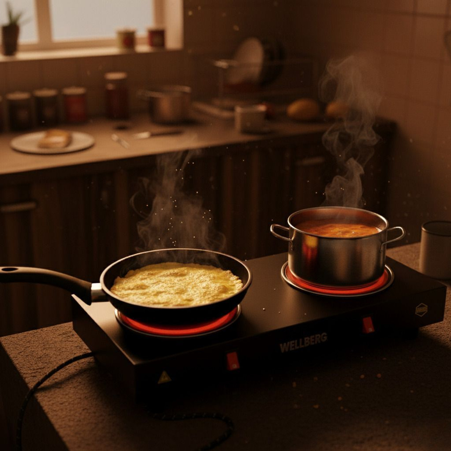 Image of Radhe 2000 W Radiant Cooktop Push Button (Silver, Radiant 2000 Watts Electric Cook Heater Cooktop | Work With All Utensil)