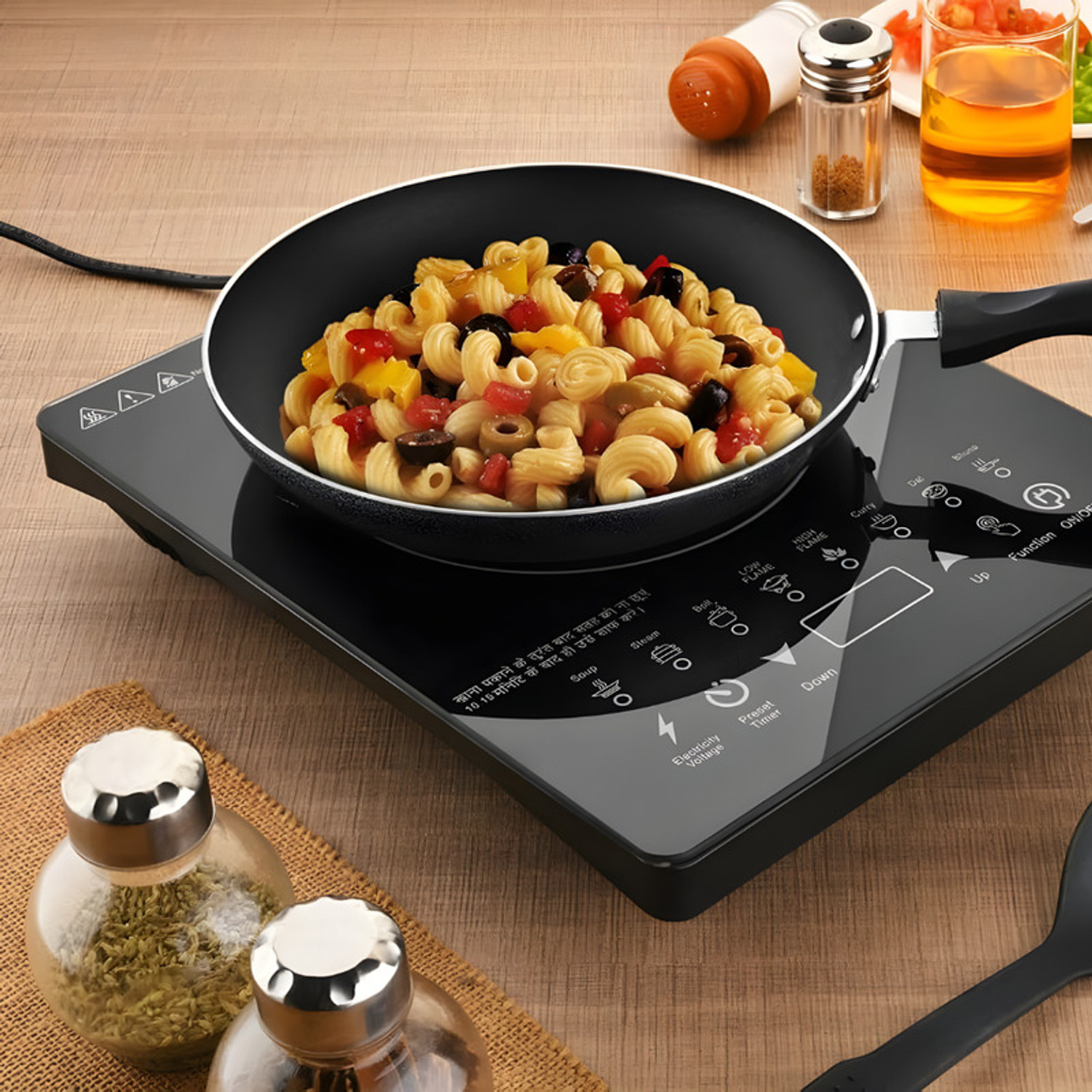 Image of DRUMSTONE 2000 W Induction Cooktop Touch Panel (Black, 2000W Induction, Intuitive Touch Ideal for Everyday Cooking - 15 Years Warranty)