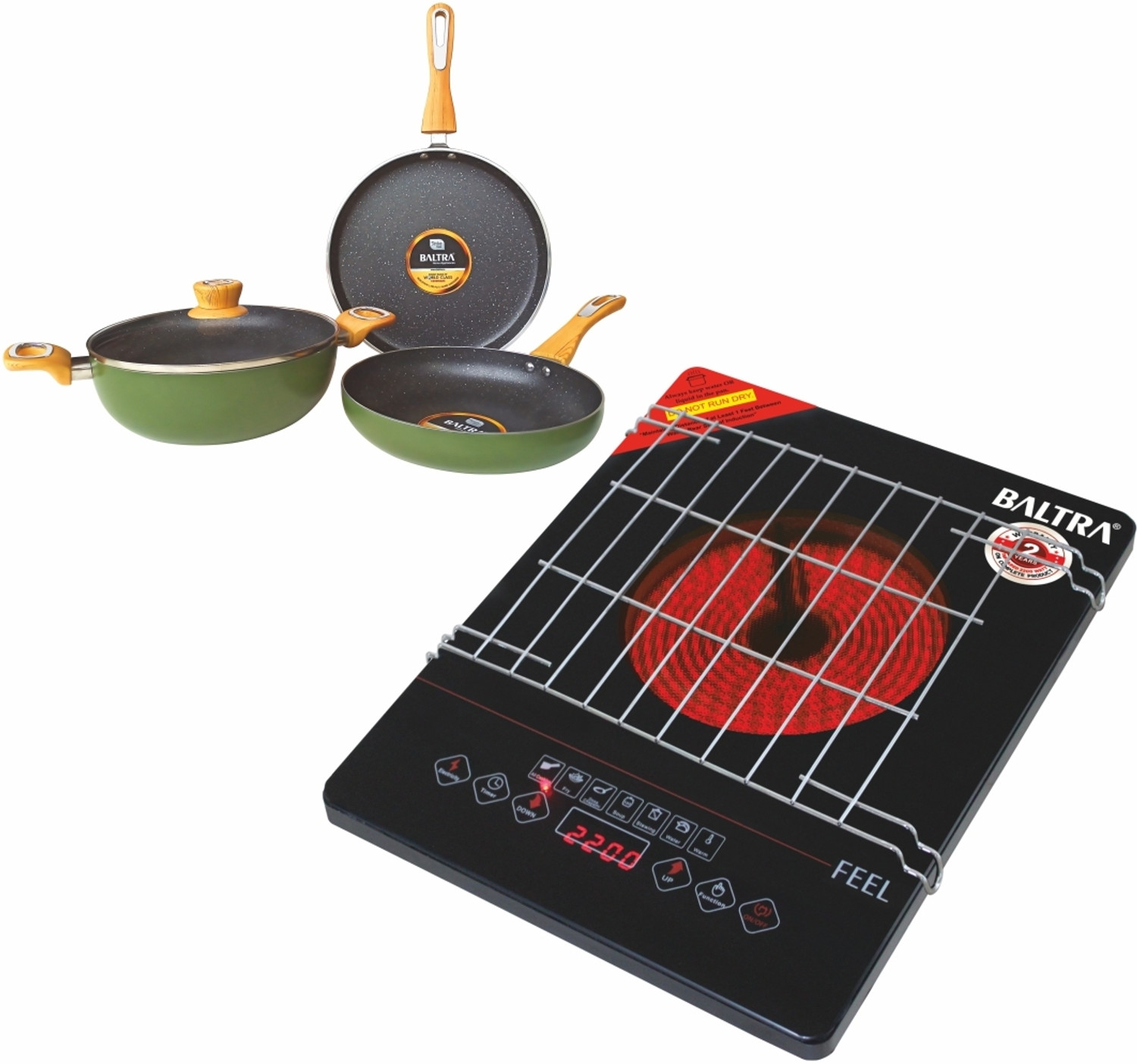 Image of Radhe 2000 W Radiant Cooktop Push Button (Silver, Radiant 2000 Watts Electric Cook Heater Cooktop | Work With All Utensil)