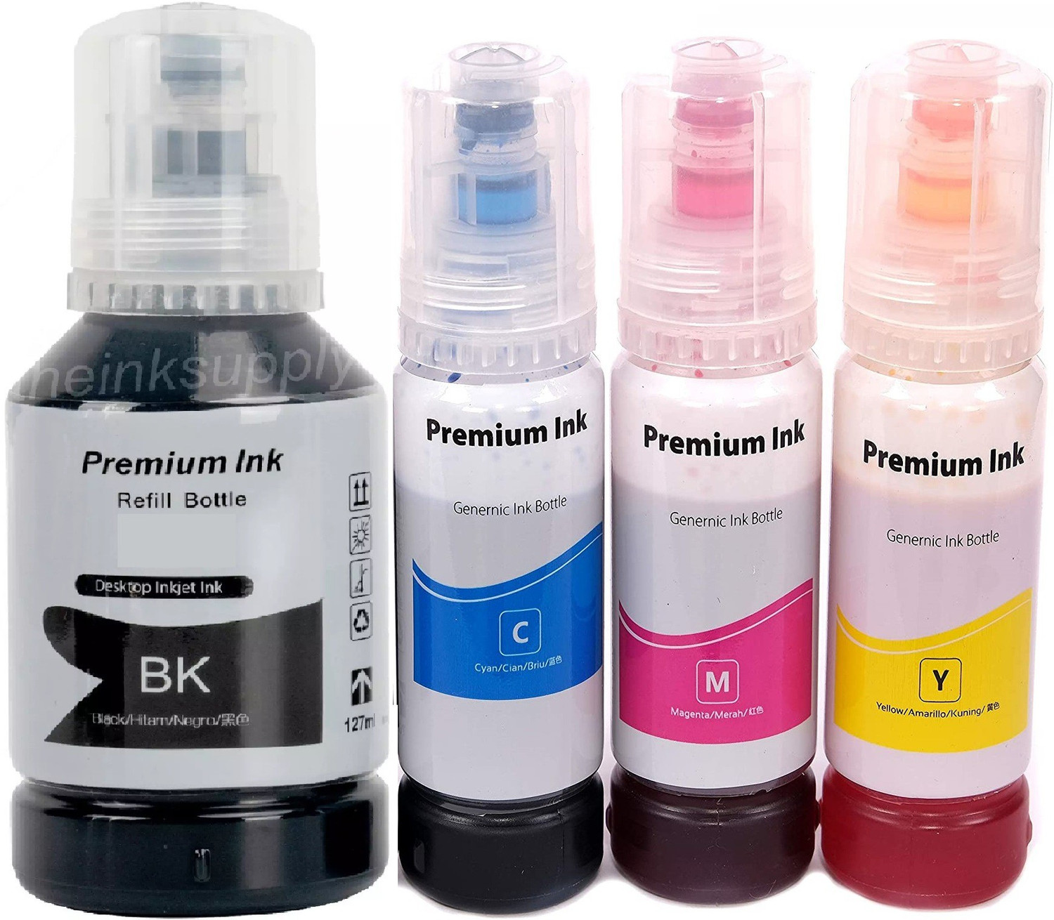 Image of verena Refill Ink 008FOREpsonL6460 /L6490 /L6550 /L6570 /L6580 /L11160 /L15150 /L15160 Printer Black + Tri Color Combo Pack Ink Bottle