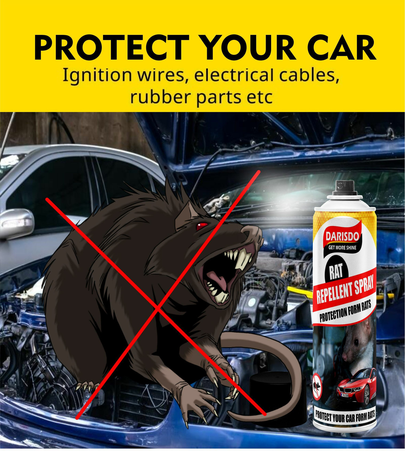Image of Darisdo Rat Repellent Spray Car Protection From Rats