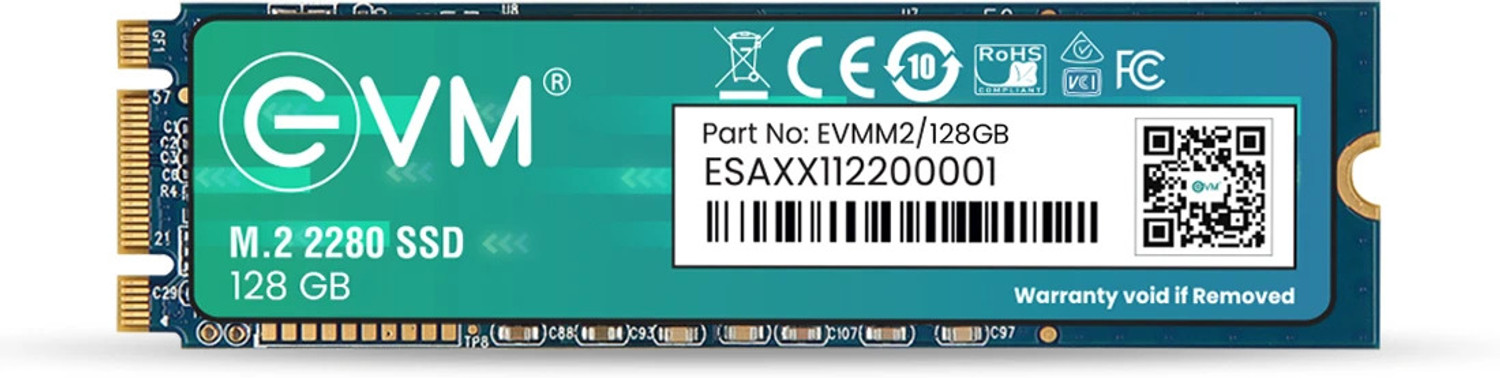 EVM M.2 (2280) SATA 128 GB Desktop, Laptop, All in One PC's Black SATA III Internal Solid State Drive (SSD) (M2/128 GB)