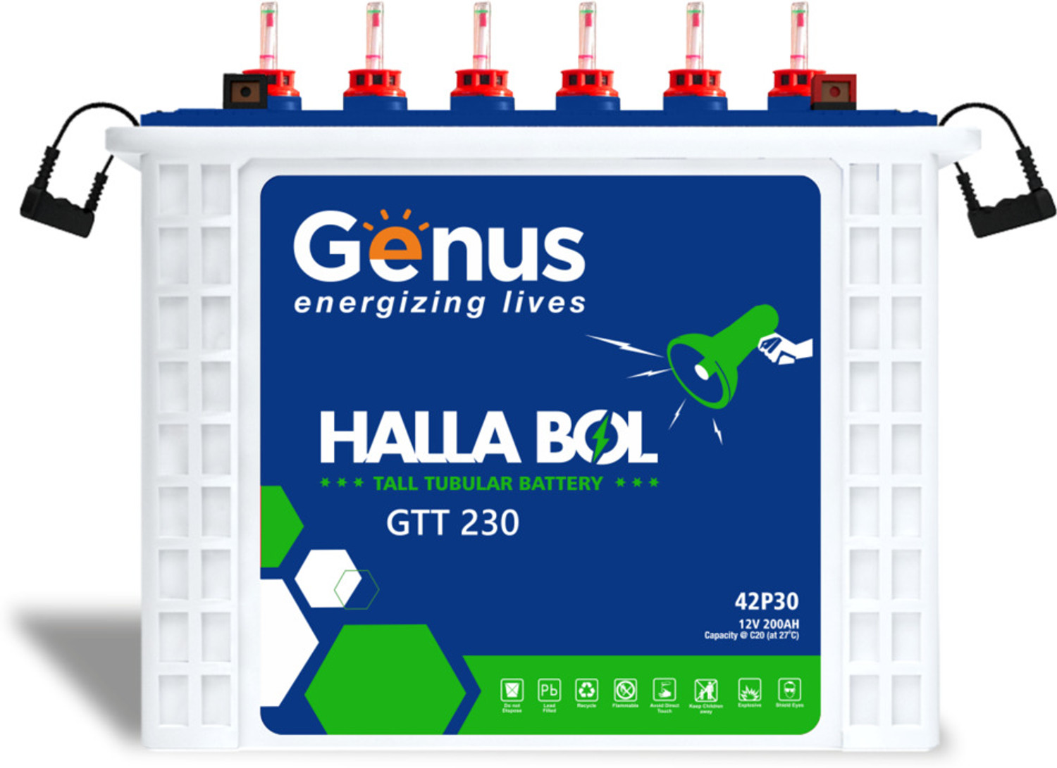 Genus Hallbol 200 Ah Tall Tubular Inverter Battery