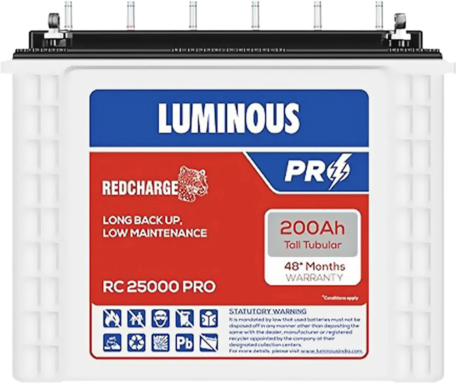 Luminous EC18036 150Ah Tall Tubular Inverter Battery – 36 Months Warranty