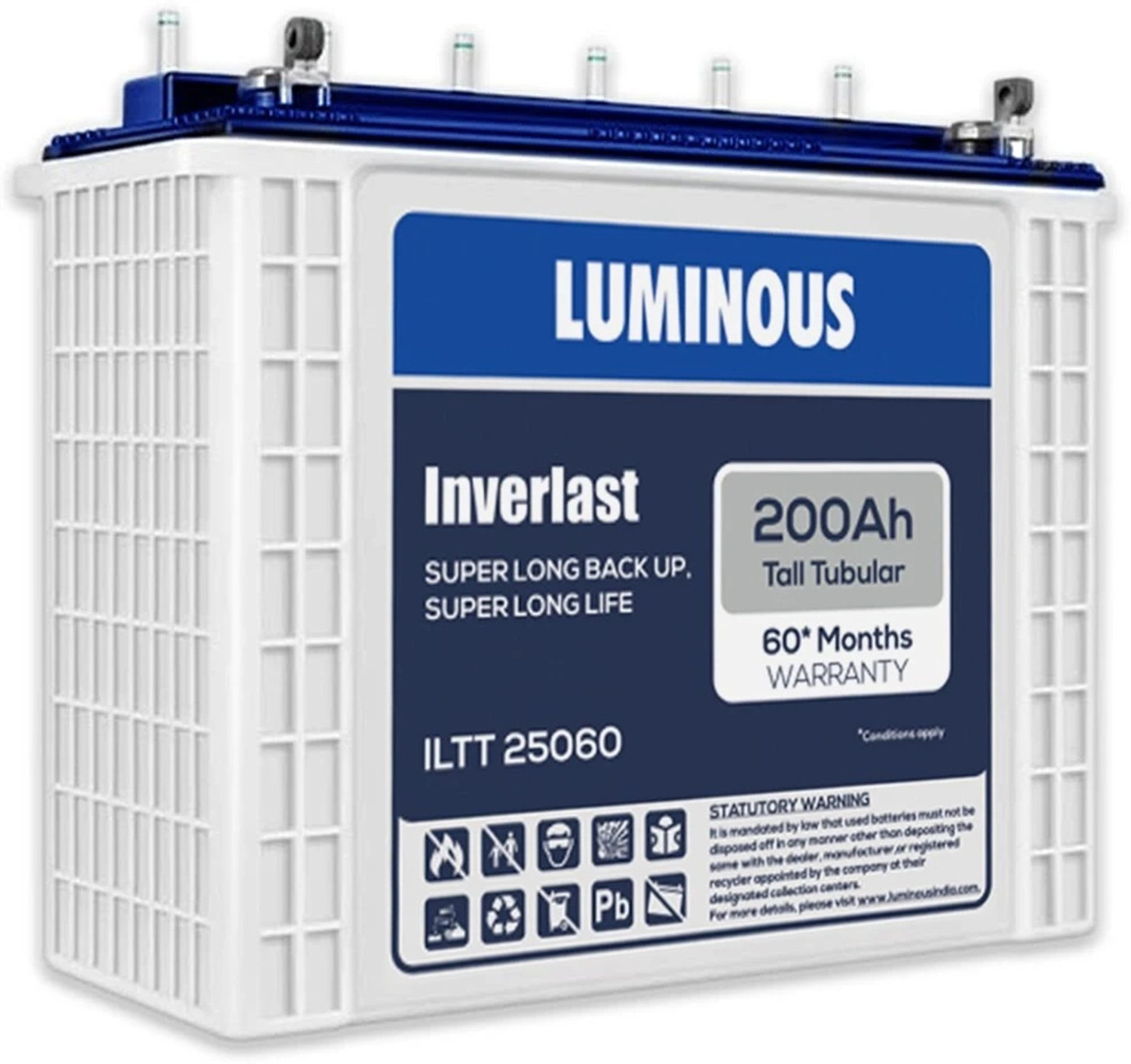 LUMINOUS Inverlast ILTT25060 200Ah Tall Tubular Battery Tubular Inverter Battery