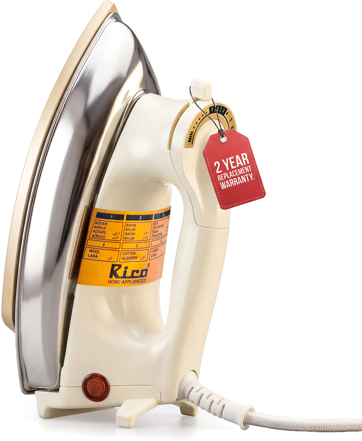 Rico AI13 Japanese Technology 3 Years Replacement Warranty Heavy Weight 1000 W Dry Iron  (Ivory)