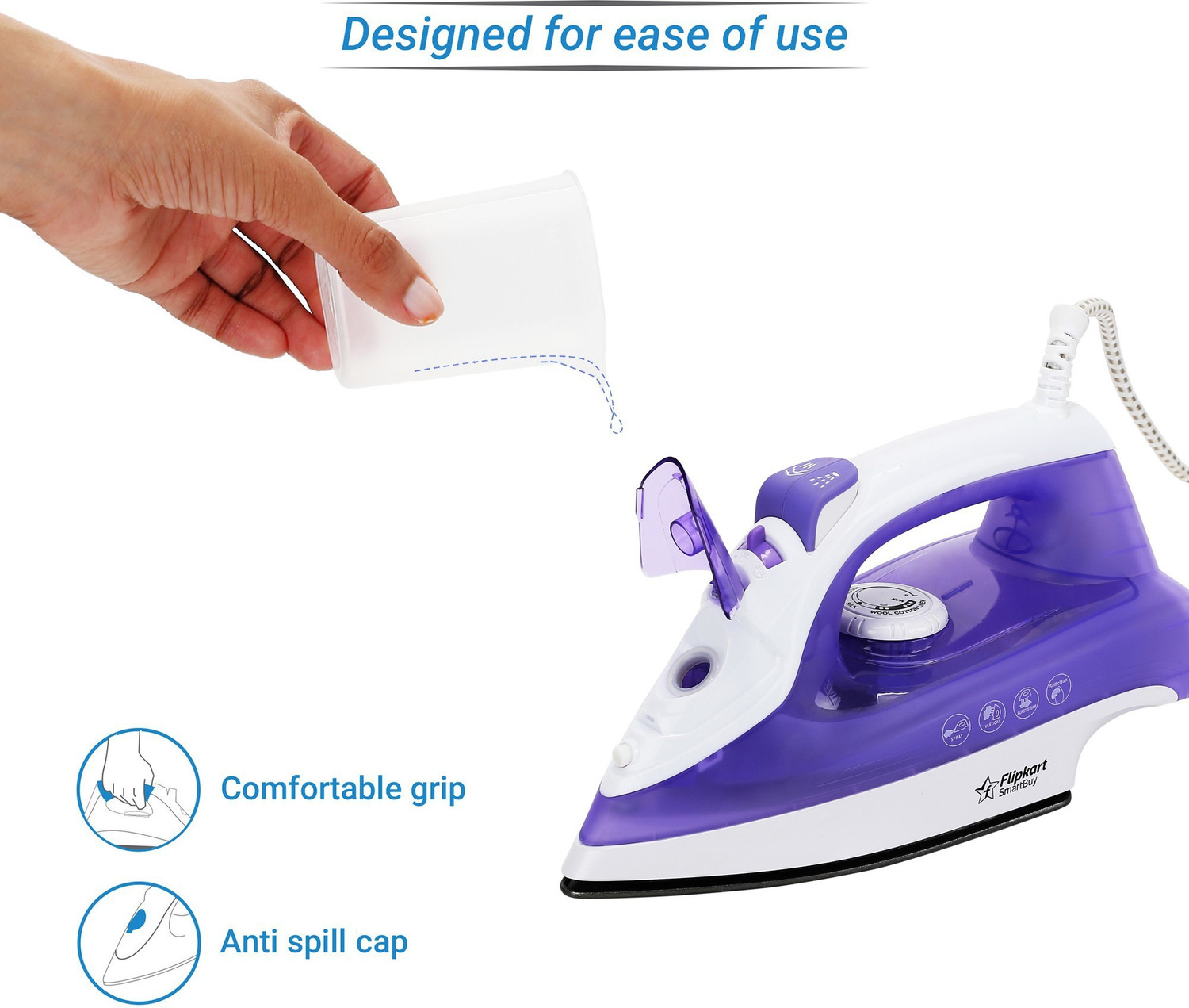 Flipkart SmartBuy IRS1600WG 1600 W Steam Iron Purple Price History