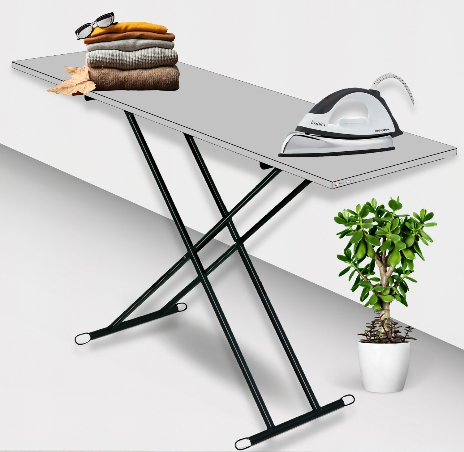 EuroQon Foldable Smart Dual Height Adjustable Ironing Board