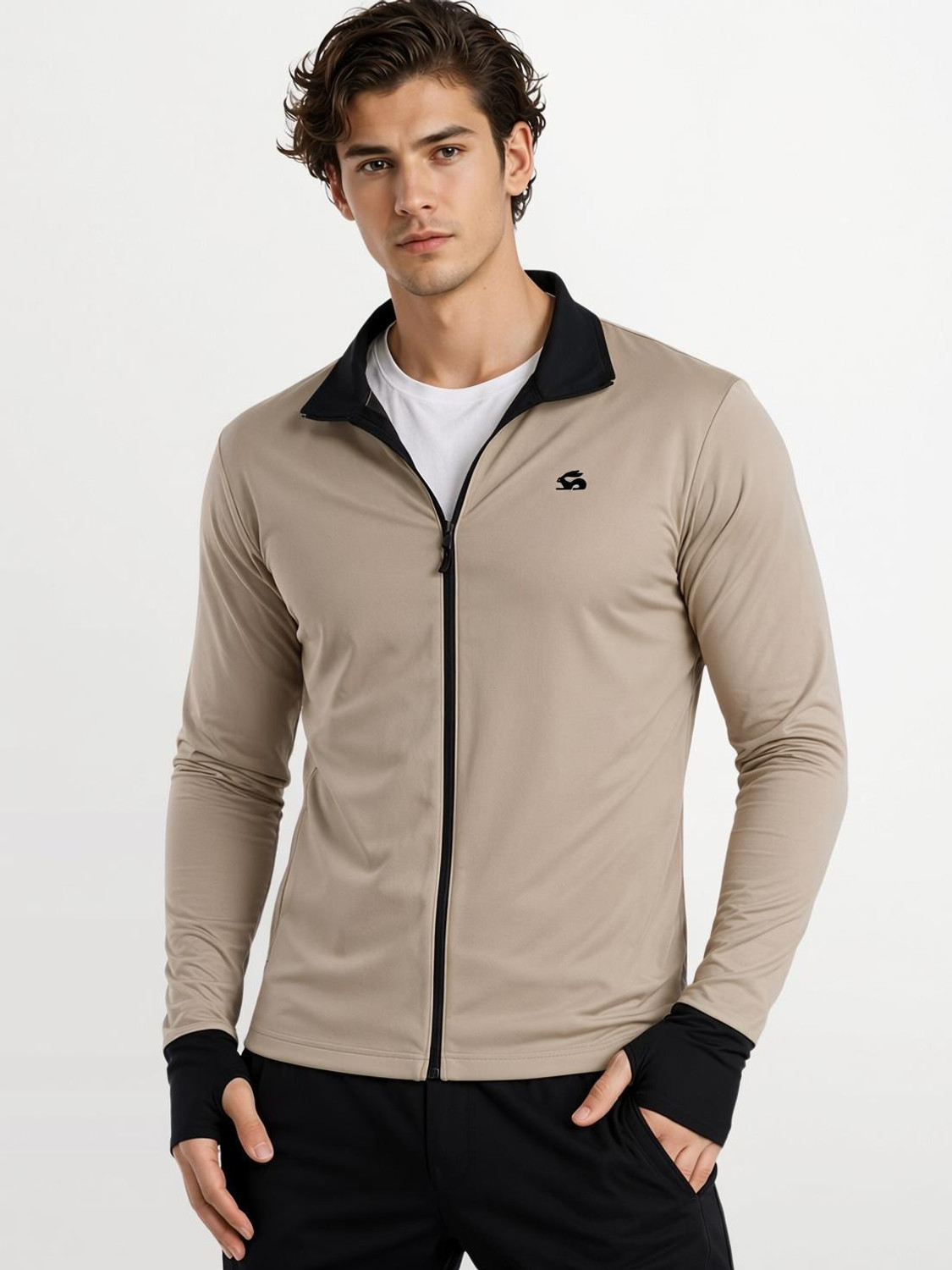 Men Solid Sports Jacket