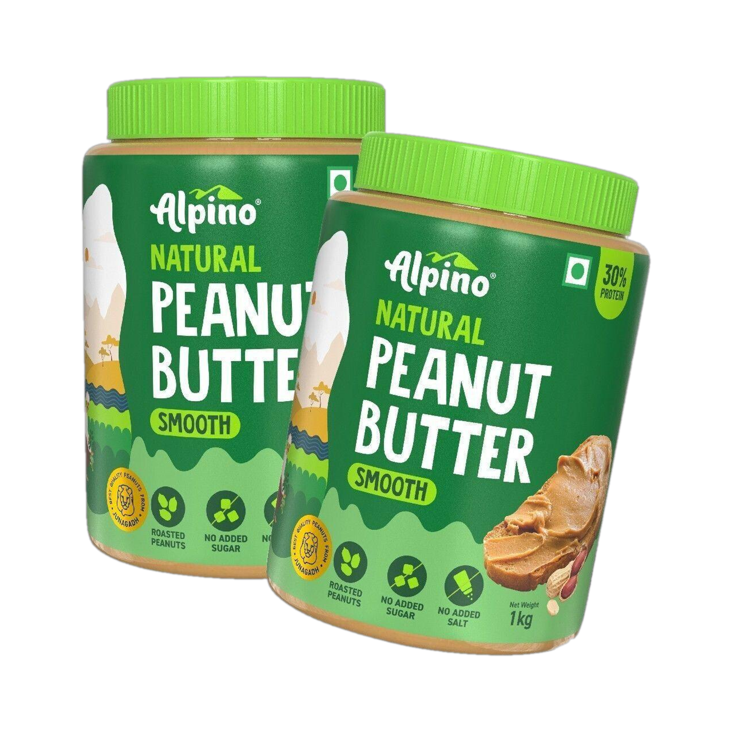 ALPINO Natural Peanut Butter Smooth 2 KG | Unsweetened | Made with 100