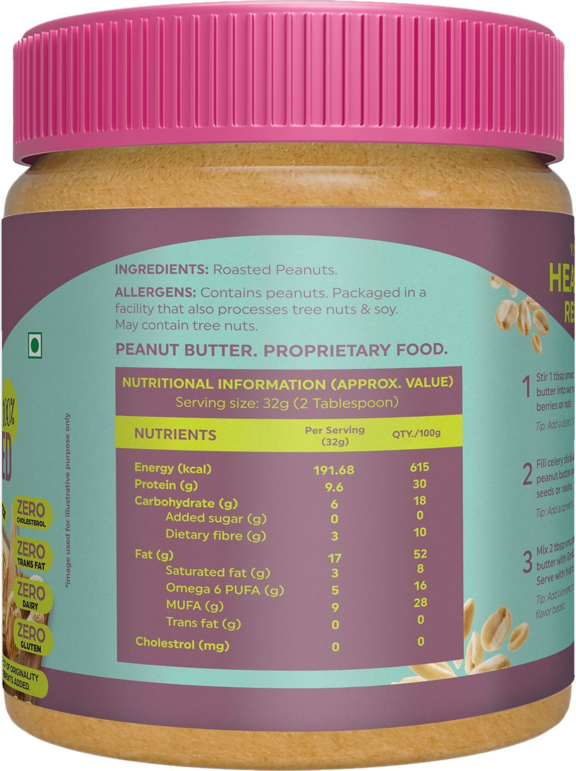 Image of Healthronix Natural Crunchy Peanut Butter, 340 g (0.34 kg)