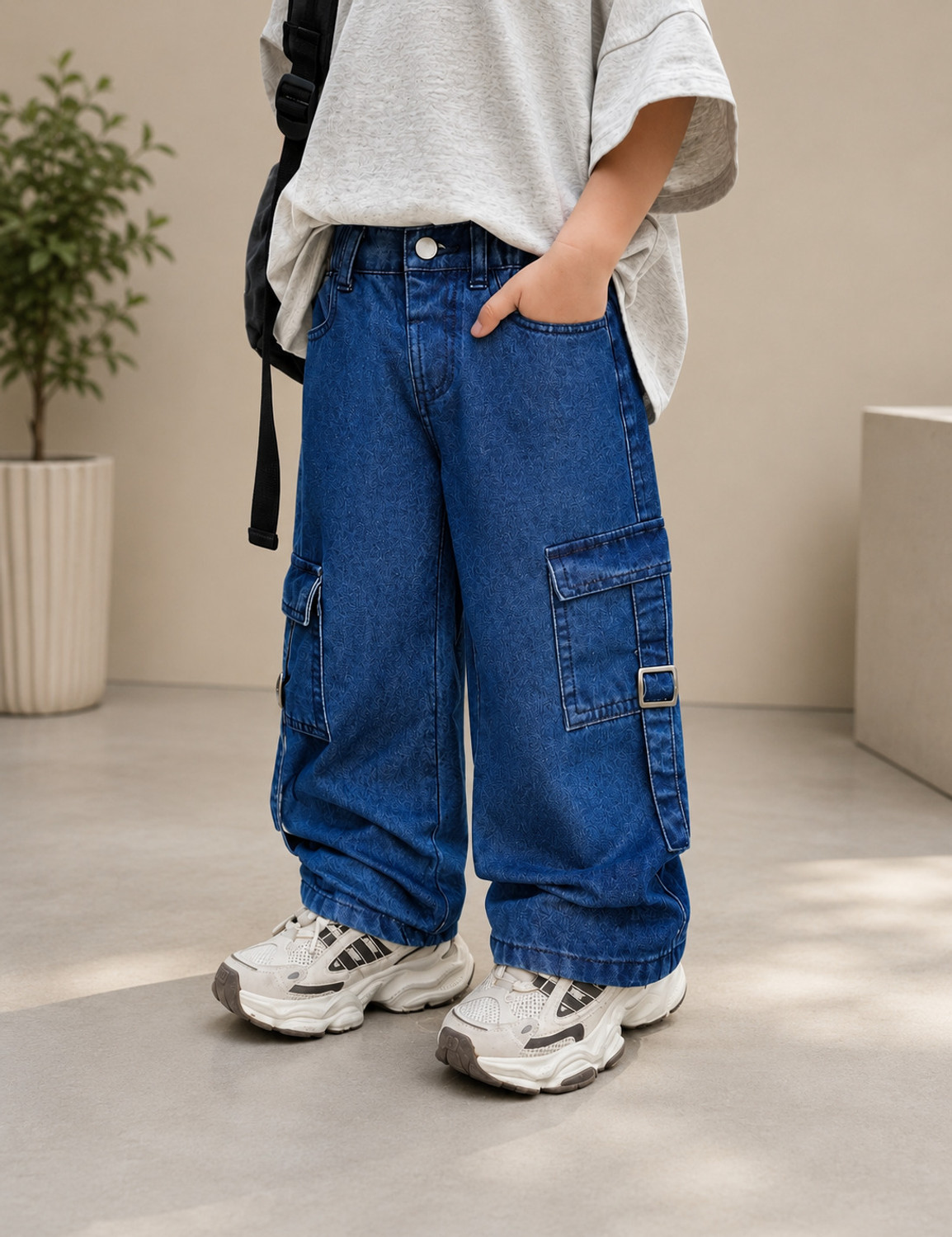 Image of ARTVISION Boys Loose Fit Mid Rise Dark Grey Jeans
