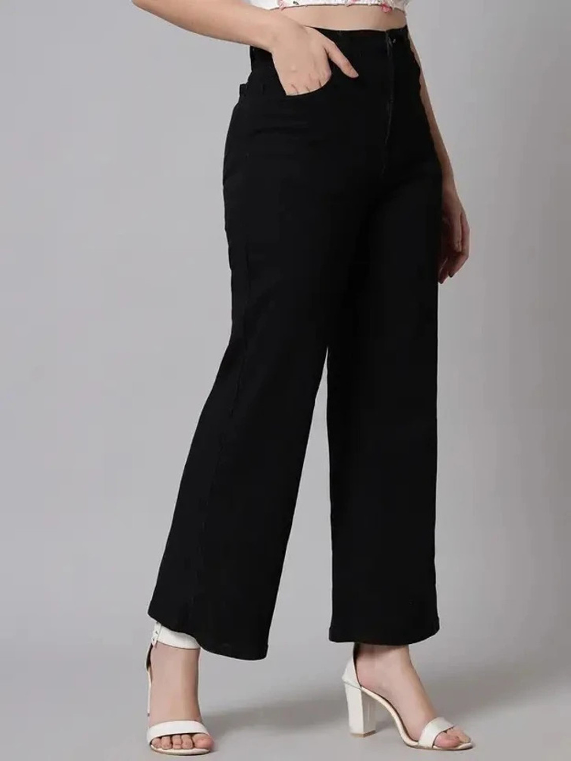 Image of GUTI Women Flared High Rise White Jeans
