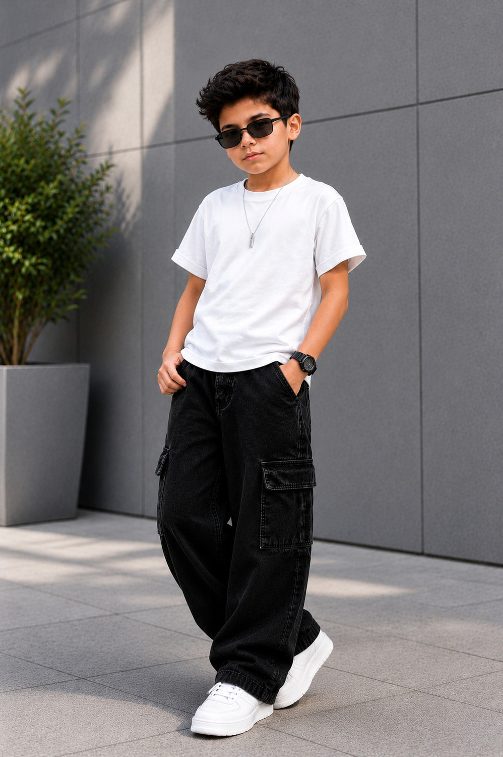 Image of ARTVISION Boys Loose Fit Mid Rise Dark Grey Jeans