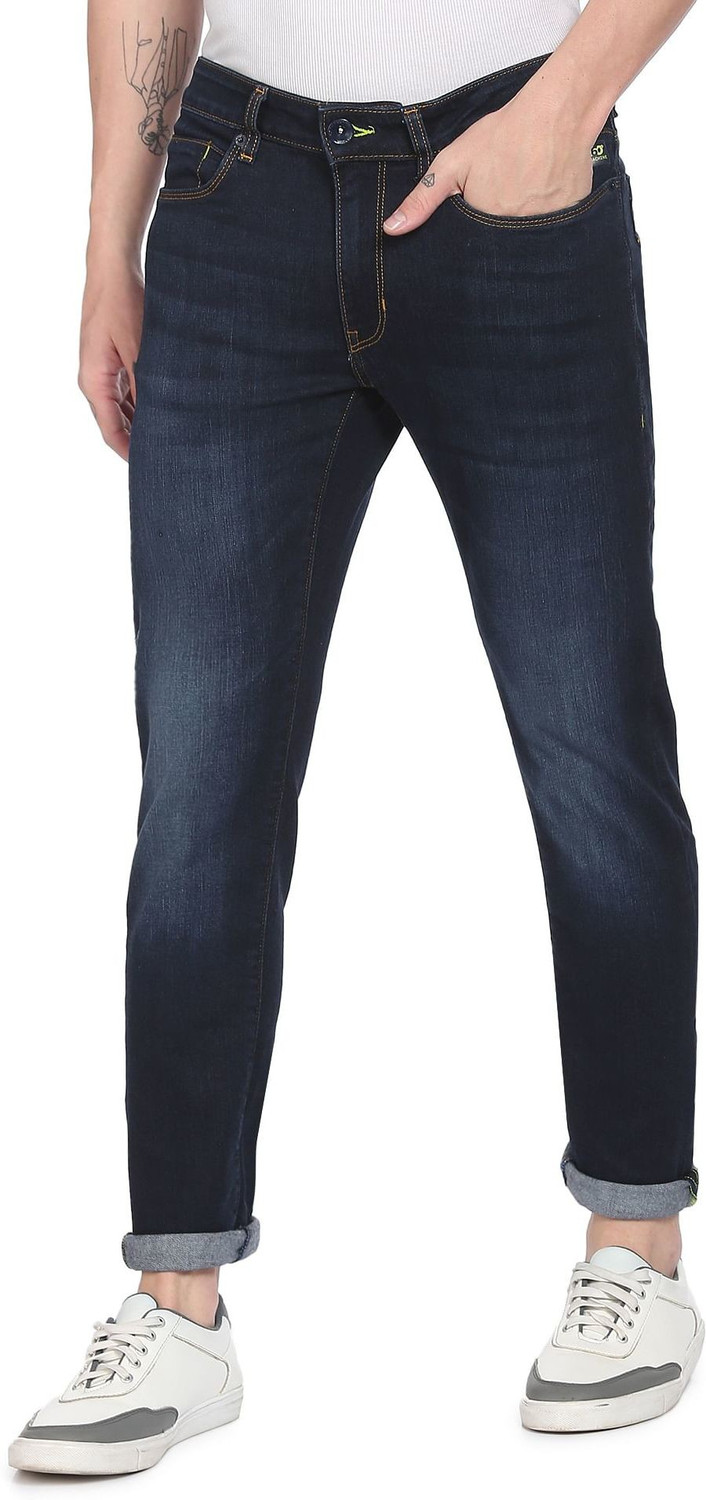Image of FLYING MACHINE Men Slim Mid Rise Blue Jeans